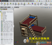 CX3D-SW-039 学生双层床（含写字台） 含零件 含特征